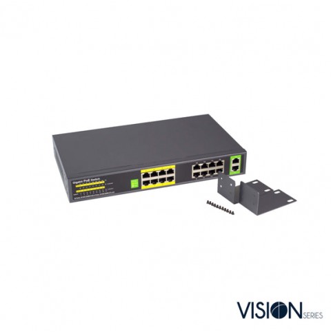 VIS-GIGPOE16-2: 16 Ports Gigabit PoE Ethernet Switch