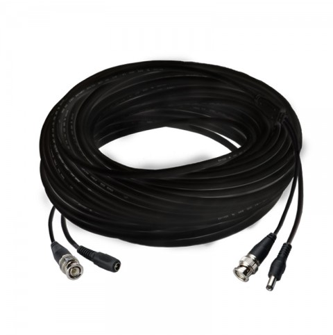 50 Foot Black Plug and Play BNC and Power Cable
