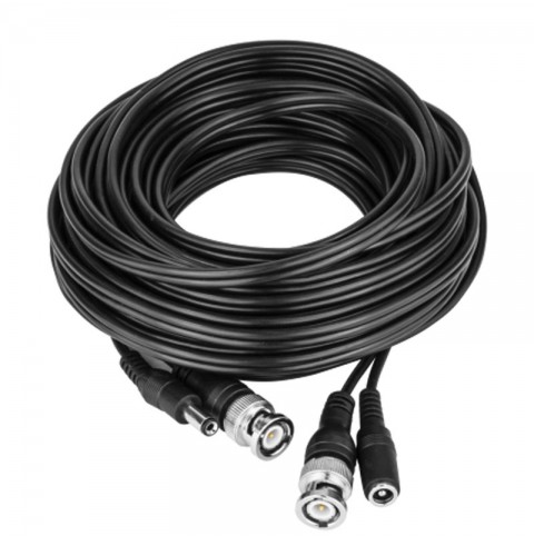 75 Foot Black Plug and Play BNC and Power Cable