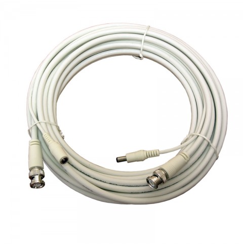 150 Foot White Heavy Duty Plug and Play BNC and Power Cable
