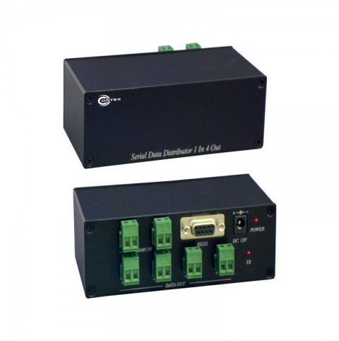 RS485 Serial Data Distributor for PTZ and Access with 4 Signal Outputs and 2 x Inputs