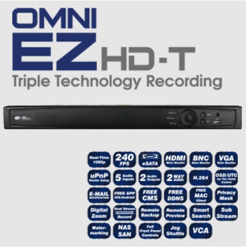 16 Channel 2.1 Megapixel 1920x1080 (1080p) HD-TVI-DVR/NVR with Triple Technology Recording