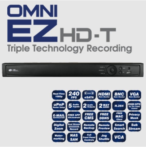 8 Channel 2.1 Megapixel 1920x1080 (1080p) HD-TVI-DVR/NVR with Triple Technology Recording