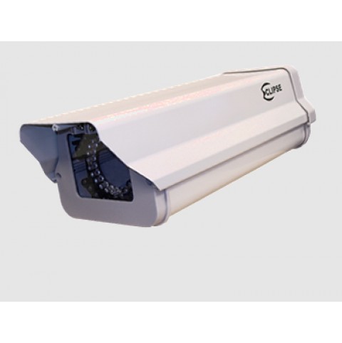 he ECL-605IR security camera housing has a basic clamshell construction and includes a bank of infrared LEDs that radiate up to 30 meters (~98 feet), depending upon atmospheric conditions.