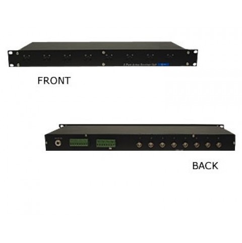 An amplified, 8-port hub in a 1-inch tall rack mount style case.
