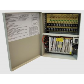 ECL-PS18DC15 18 Port 12VDC Wall Mount Power Supply. This 12VDC power supply has 18 individually fused outputs. Total power output rated @ 15 Amps.