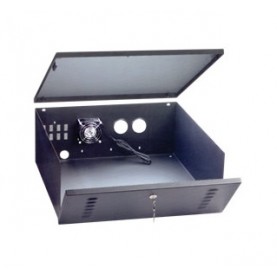 Metal security lock boxes in two sizes: ECL-1819F for larger DVRS and ECL-1818F for smaller DVRs. Can also be used for other devices.