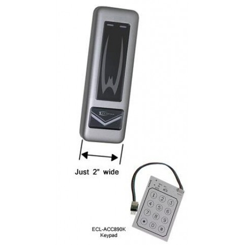The ECL-ACC890 door controller/card reader is 2-inches wide and designed for indoor or outdoor use.
