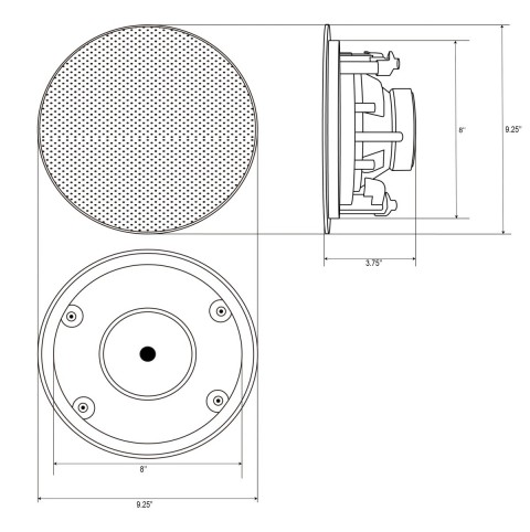 6.5” Ceiling Speakers with Magnetic Grill 8Ω 70V switch Water-Resistant