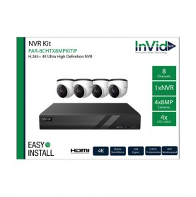 PAR-8CHTX8MPKITIP: 8CH NVR W/ 4 8MP Cameras 4 Cables NDAA Compliant