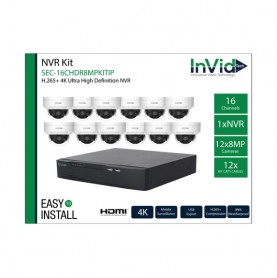 SEC-16CHDR8MPKITIP: 16CH NVR W/ 12 8MP CAMERAS 12 CABLES