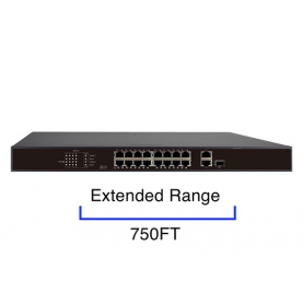 SCW 16 Port PoE Switch with Extended Transmission