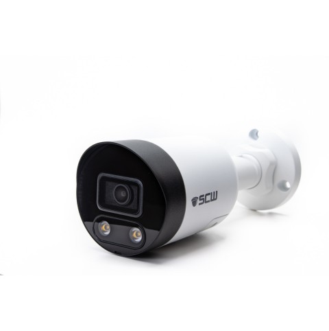 4K (8MP = 4x1080P) Fixed Lens Mini Bullet Camera, Active Deterrence Lights, Speaker and Mic